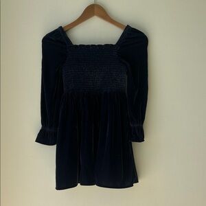 Janie and Jack Navy Blue Velvet Smocked Dress